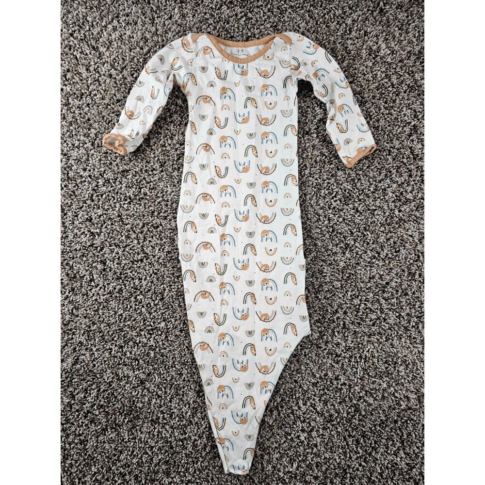 Miracle Baby Sz 0-6M Knotted One Piece Long Sleeve Outfit Rainbow Baby Sloth